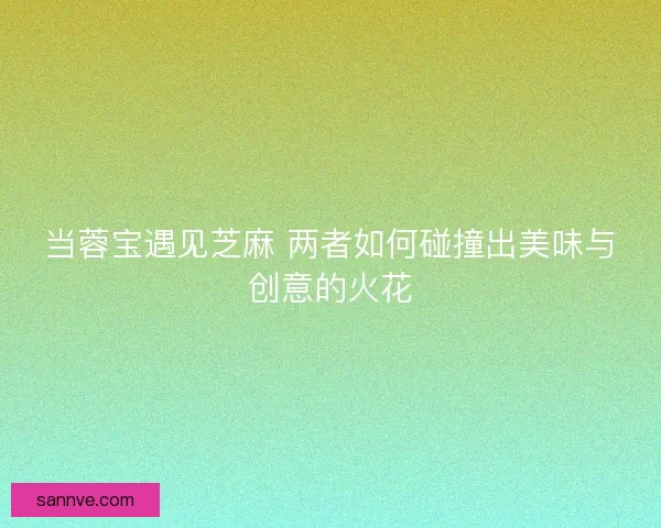 当蓉宝遇见芝麻 两者如何碰撞出美味与创意的火花
